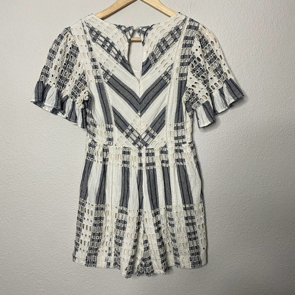 Anthropologie ett:twa Striped Eyelet Ruffle Romper Playsuit - Picture 5 of 8
